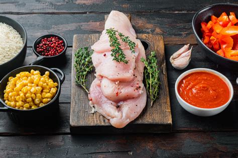 Zloženie ingrediencií na prípravu pikantného kuracieho mäsa