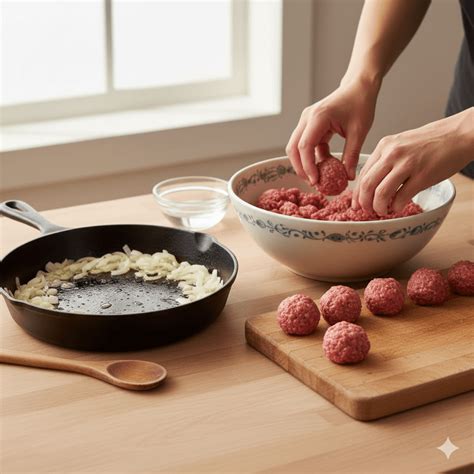 Tvarovanie mäsových guliek