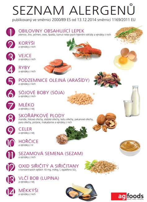 Infografika zobrazujúca bežné alergény v jedle