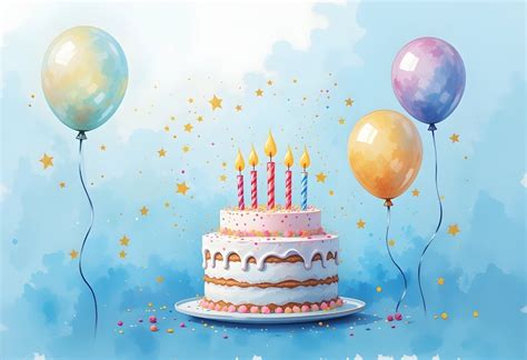 Ilustrácia narodeninovej torty s animovanými sviečkami