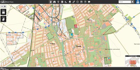 Mapa Trnavy s vyznačenými univerzitnými budovami