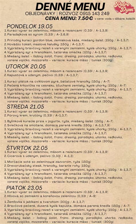 Štruktúra denného menu