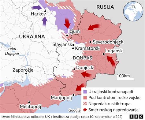 Mapa oblasti konfliktu na Ukrajine