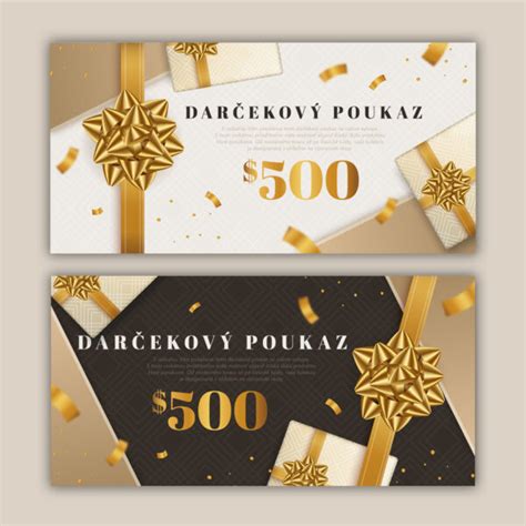 Ukážka rôznych typov darčekových poukazov a balení
