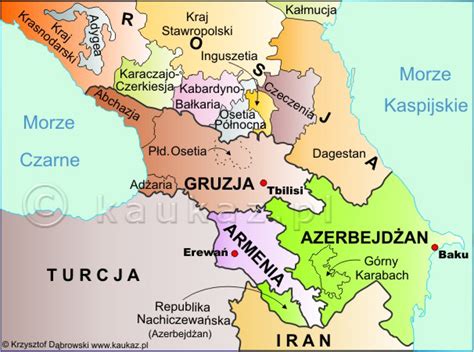 Mapa regiónu Kaukazu a Tibetu