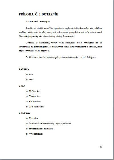 Štruktúra dotazníka