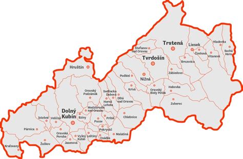 Mapa Oravy a okolia, kde sa odohráva dej