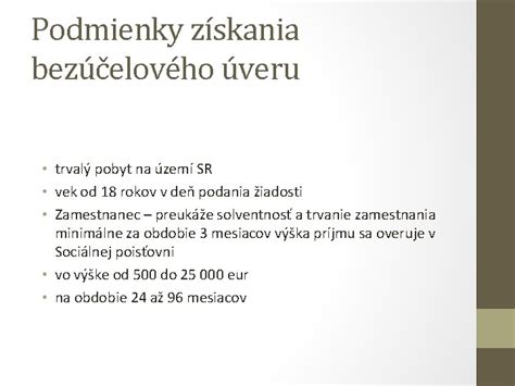 Infografika znázorňujúca podmienky získania pôžičky