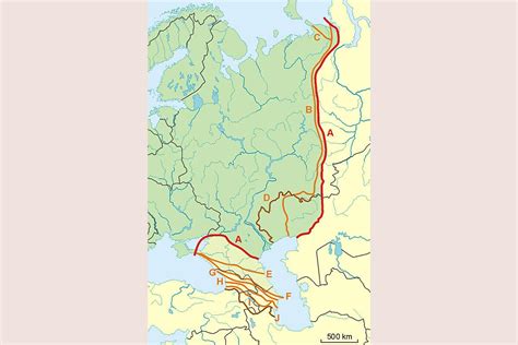 Mapa rozvodnice medzi Čiernym a Baltickým morom v oblasti Kozích chrbtov