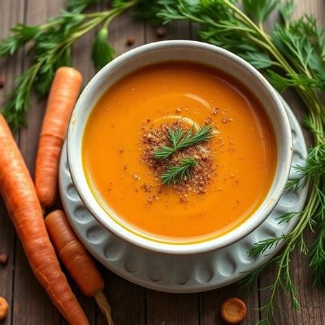 Tanier mrkvovej polievky s krutónmi a bylinkami