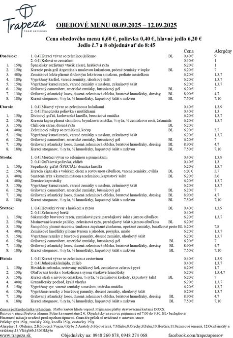 Príklad zostavenia obedového menu