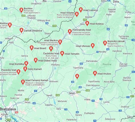 Mapa hradov a zrúcanín na Slovensku