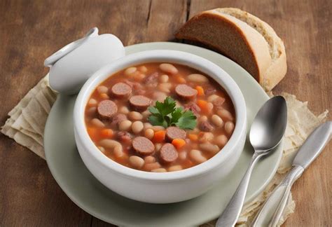 Suroviny na fazuľovú polievku s klobásou