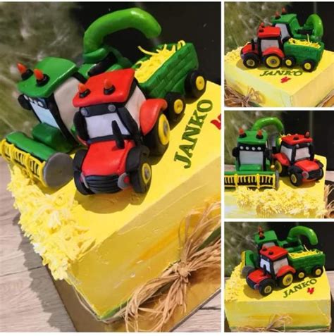 Hotová torta s traktorom a vlečkou