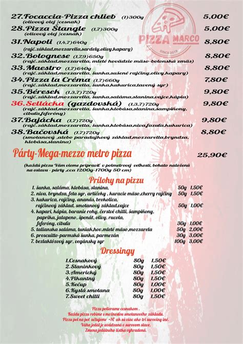 Rozmanitá ponuka pizze