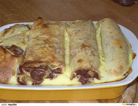 Zapečené slané palacinky s hríbmi