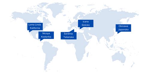 Mapa Modrých zón sveta