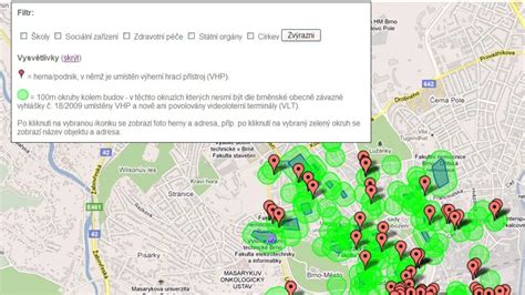 Mapa s vyznačenými obchodnými reťazcami ponúkajúcimi akcie na pizzu