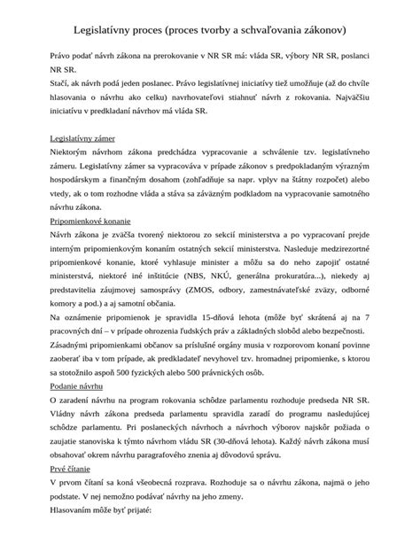 Infografika zobrazujúca legislatívny proces a zodpovednosti