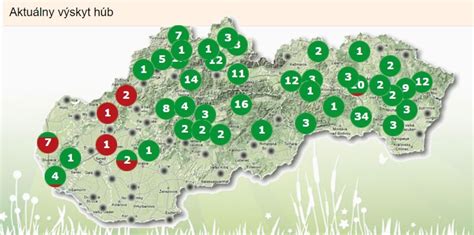 Mapa výskytu hľuzoviek na Slovensku