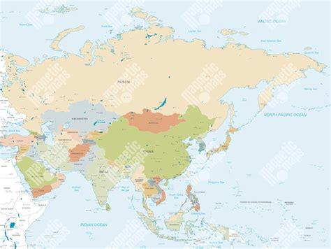 Mapa Ázie s vyznačenými krajinami, kde je populárna ryžová kaša (congee)