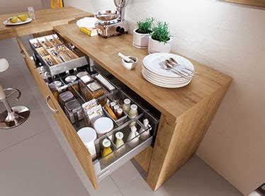 Ilustrácia prehľadnej kuchyne s využitím organizérov