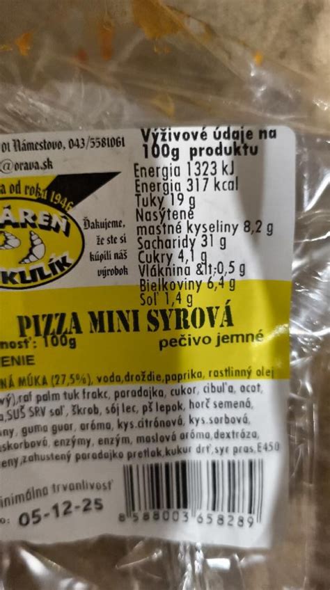 infografika porovnávajúca nutričné hodnoty rôznych typov mini pizze