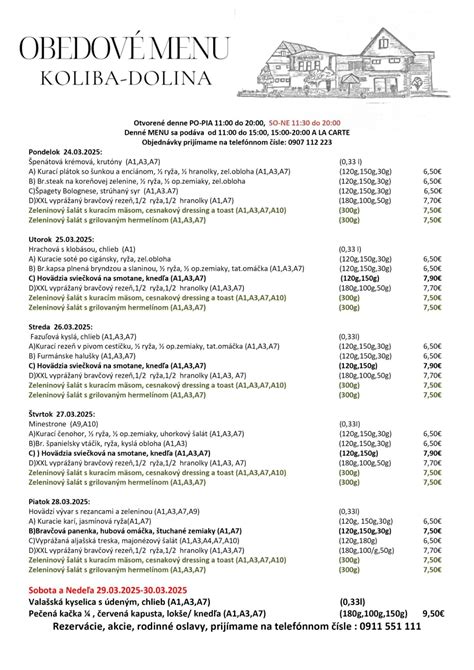 Rozmanité menu reštaurácie