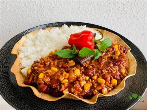 Misku s Chilli con carne s ryžou a kukuricou