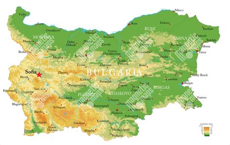 Reliéfna mapa Bulharska