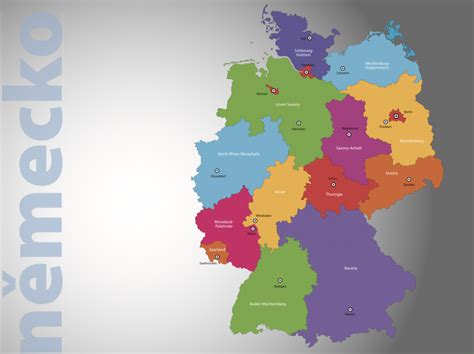 Mapa regiónov Nemecka s kulinárskymi špecialitami