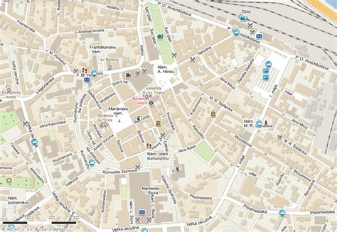 Mapa Žiliny s vyznačenou Pizzeriou Fantasia