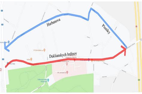 Mapa Malaciek s vyznačenou ulicou Duklianskych hrdinov