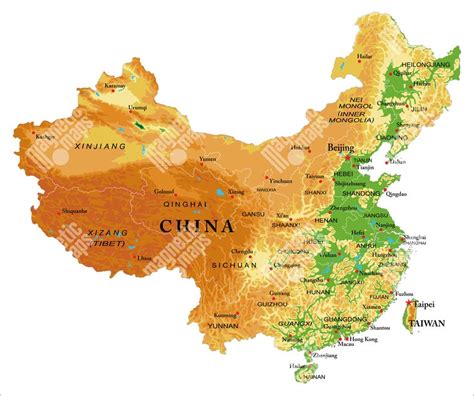 Mapa Číny s vyznačenou provinciou Fujian