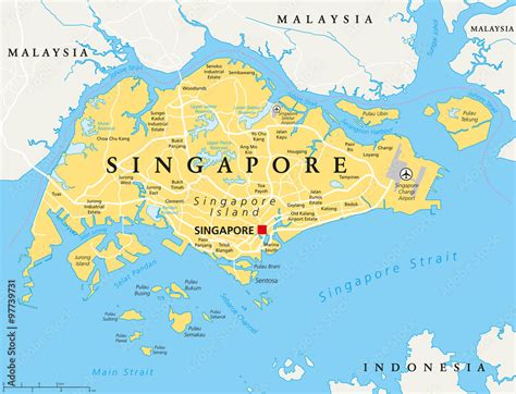 Mapa Singapuru s vyznačenými obchodnými centrami