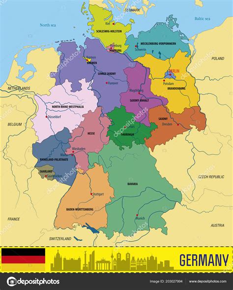 Mapa Nemecka s vyznačeným Hamburgom