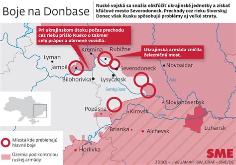 Mapa bojov na východe Ukrajiny