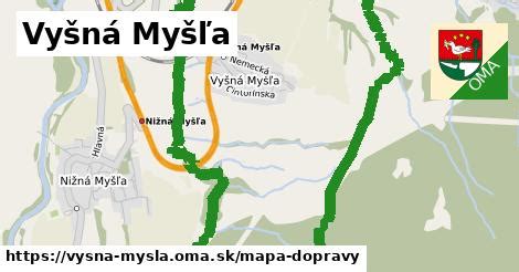 Mapa obce Vyšná Myšľa