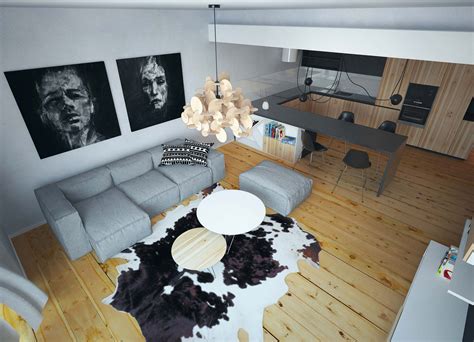 Ilustrácia interiéru moderného apartmánu v Prahe