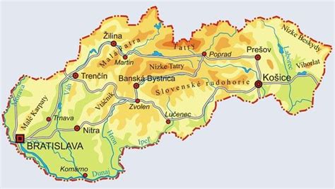 mapa Slovenska s vyznačenou Prievidzou