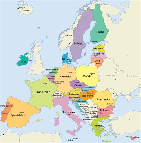 Mapa Európskej únie a Európskeho hospodárskeho priestoru