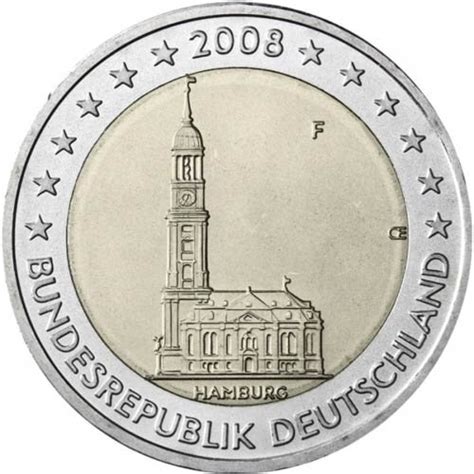 Ukážka 2 eurovej mince Nemecko 2008 Hamburg