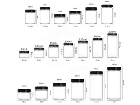 Rôzne veľkosti sklenených zaváracích pohárov