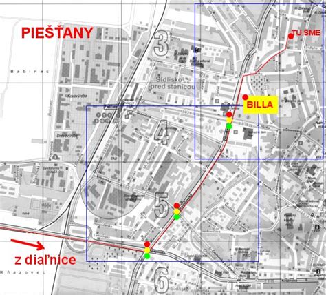 Mapa Piešťan a okolia