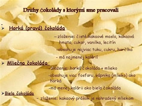 Zloženie čokolády