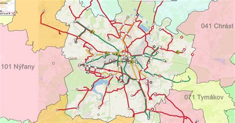 Mapa zastávok MHD v okolí Uherovej ulice v Poprade