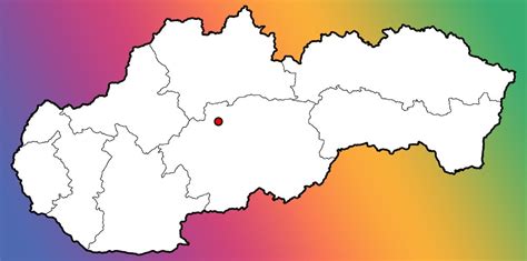 Mapa Slovenska s vyznačenými okresmi Poprad, Kežmarok, Liptovský Mikuláš, Levoča a Spišská Nová Ves