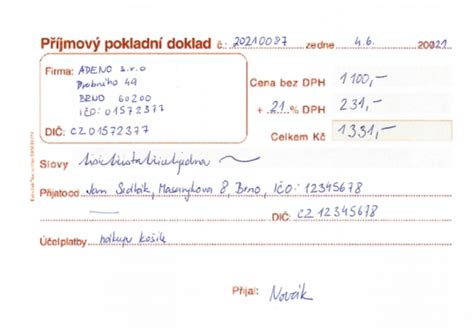 Ukážka pokladničného dokladu