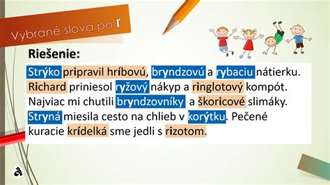 Ilustrácia vybraných slov po R