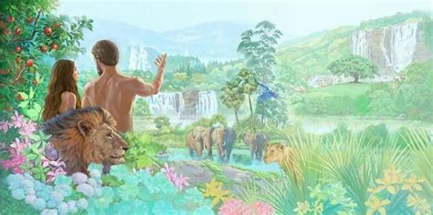 Adam a Eva v rajskej záhrade